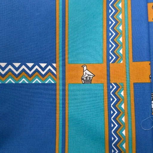 Boxed Blue Zimbabwe National Fabric